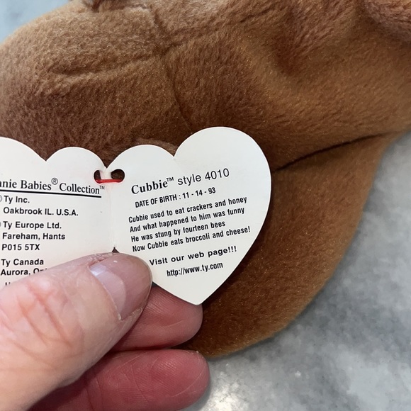 Beanie Baby Cubbie Plush *RARE* with ALL Errors *Tag 11-14-93 Style 4010 - Picture 3 of 8